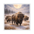 Bison Herd Square Sticker — Majestic Winter Moon Wildlife Decal