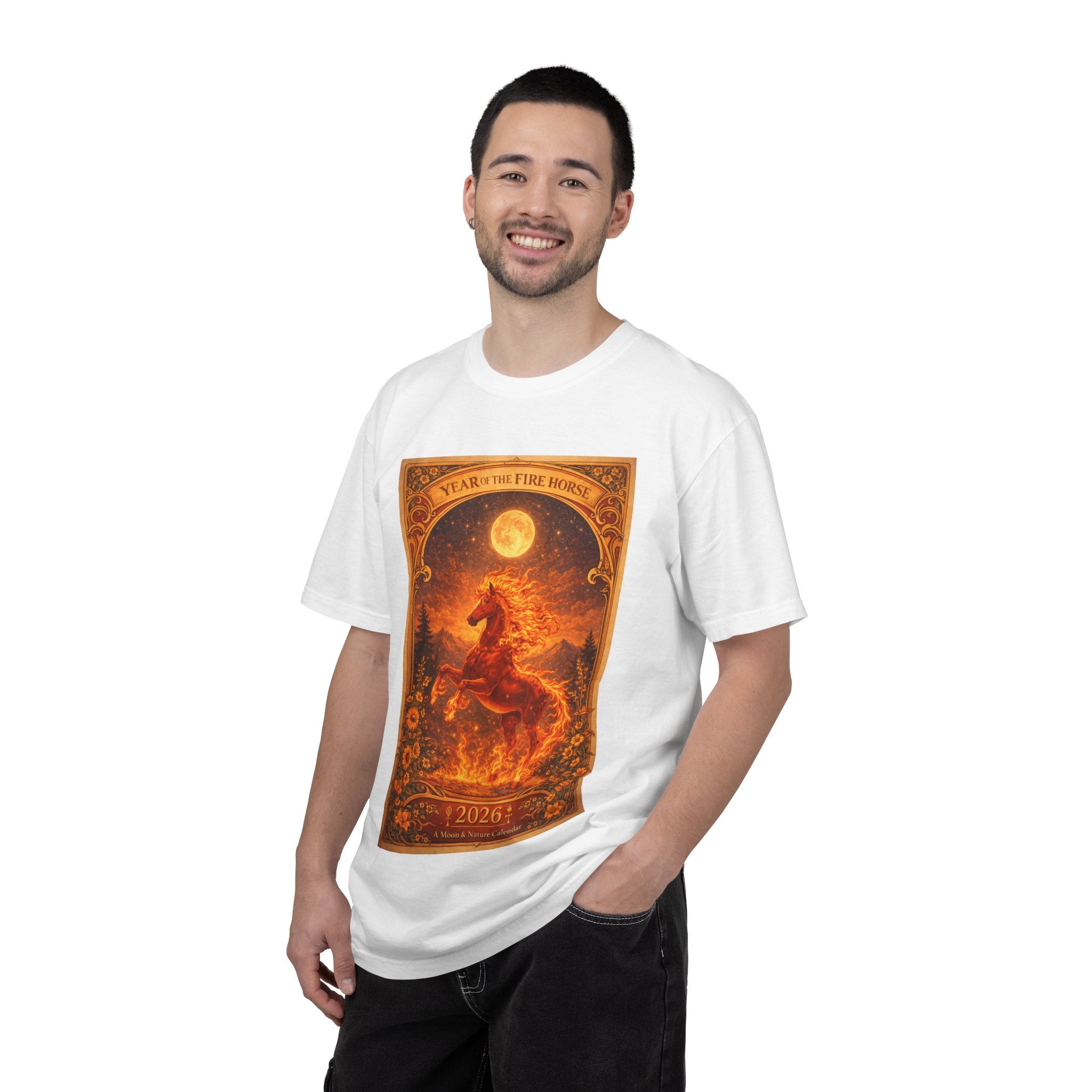 Year of the Fire Horse 2026 Poster Art T-Shirt | Fiery Horse Illustration