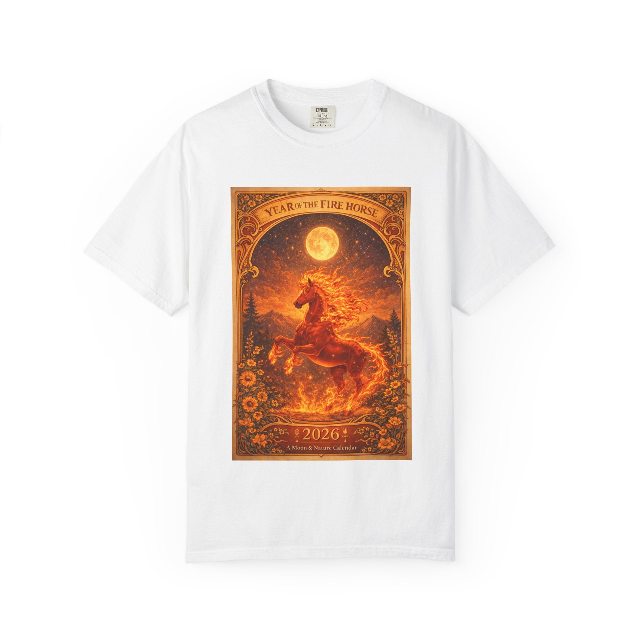 Year of the Fire Horse 2026 Poster Art T-Shirt | Fiery Horse Illustration