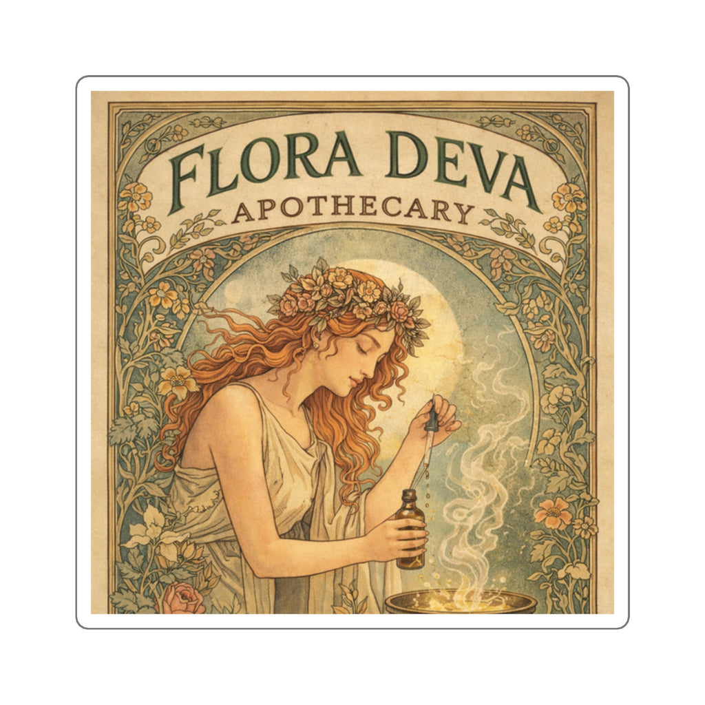 Flora Deva Apothecary Vintage Art Square Sticker