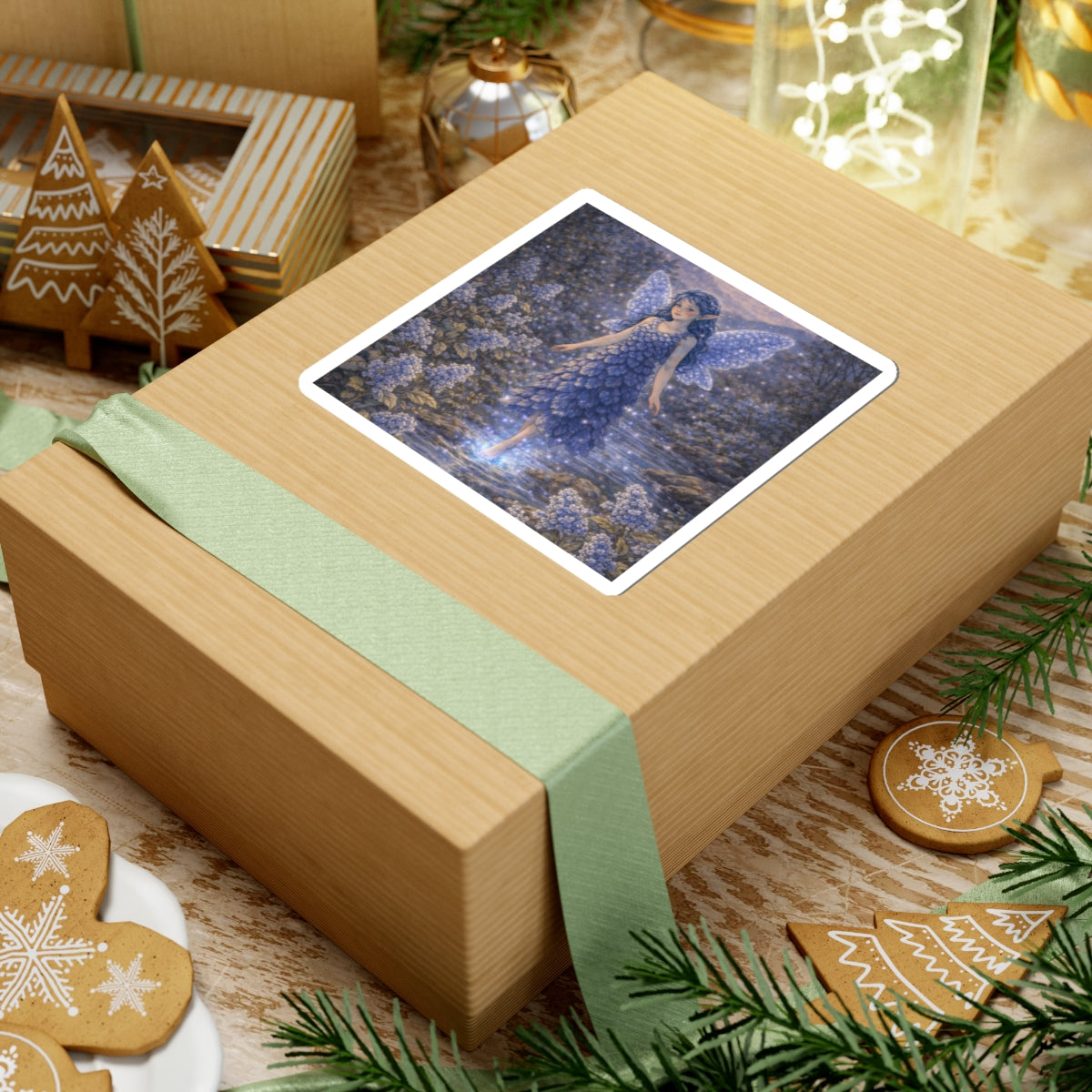 Fairy Night Sticker — Enchanted Blue Fairy Kiss‑Cut Sticker