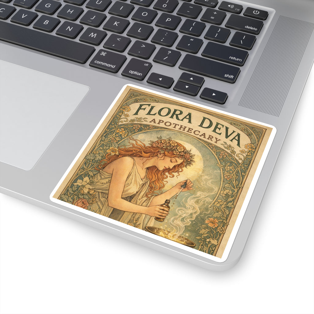 Flora Deva Apothecary Vintage Art Square Sticker